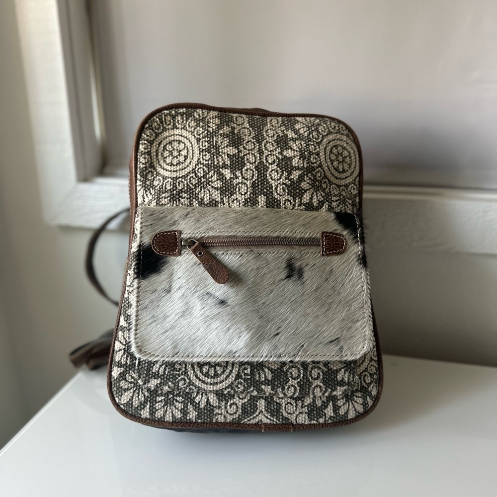 Myra Bag Clique Upcycled Canvas & Cowhide Backpack